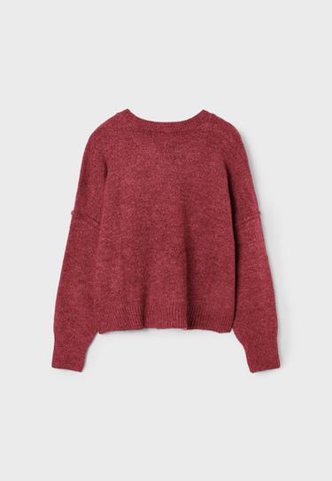 Round neck knit jumper — Dark red 8