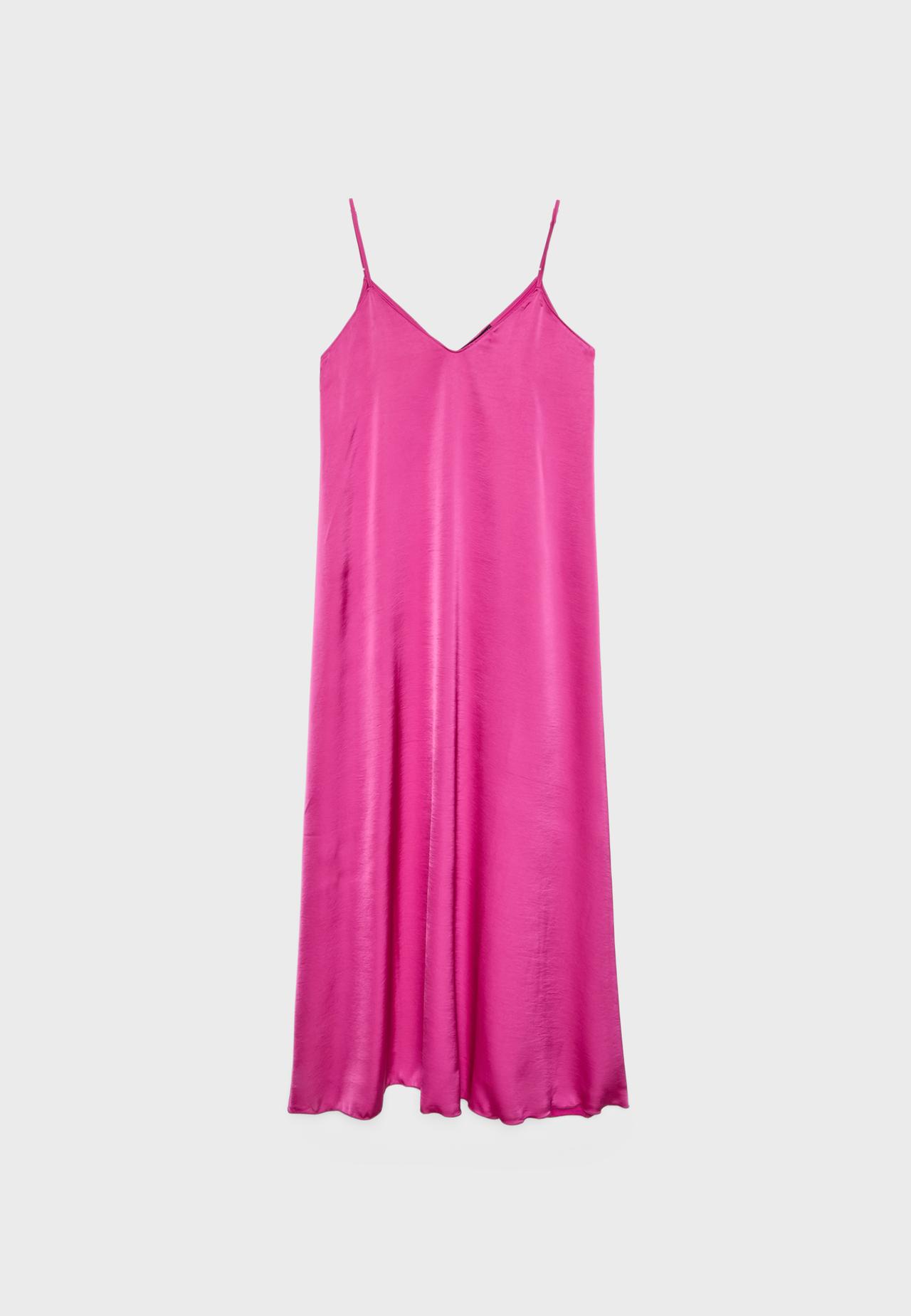 Long flowing satin dress — Fuchsia