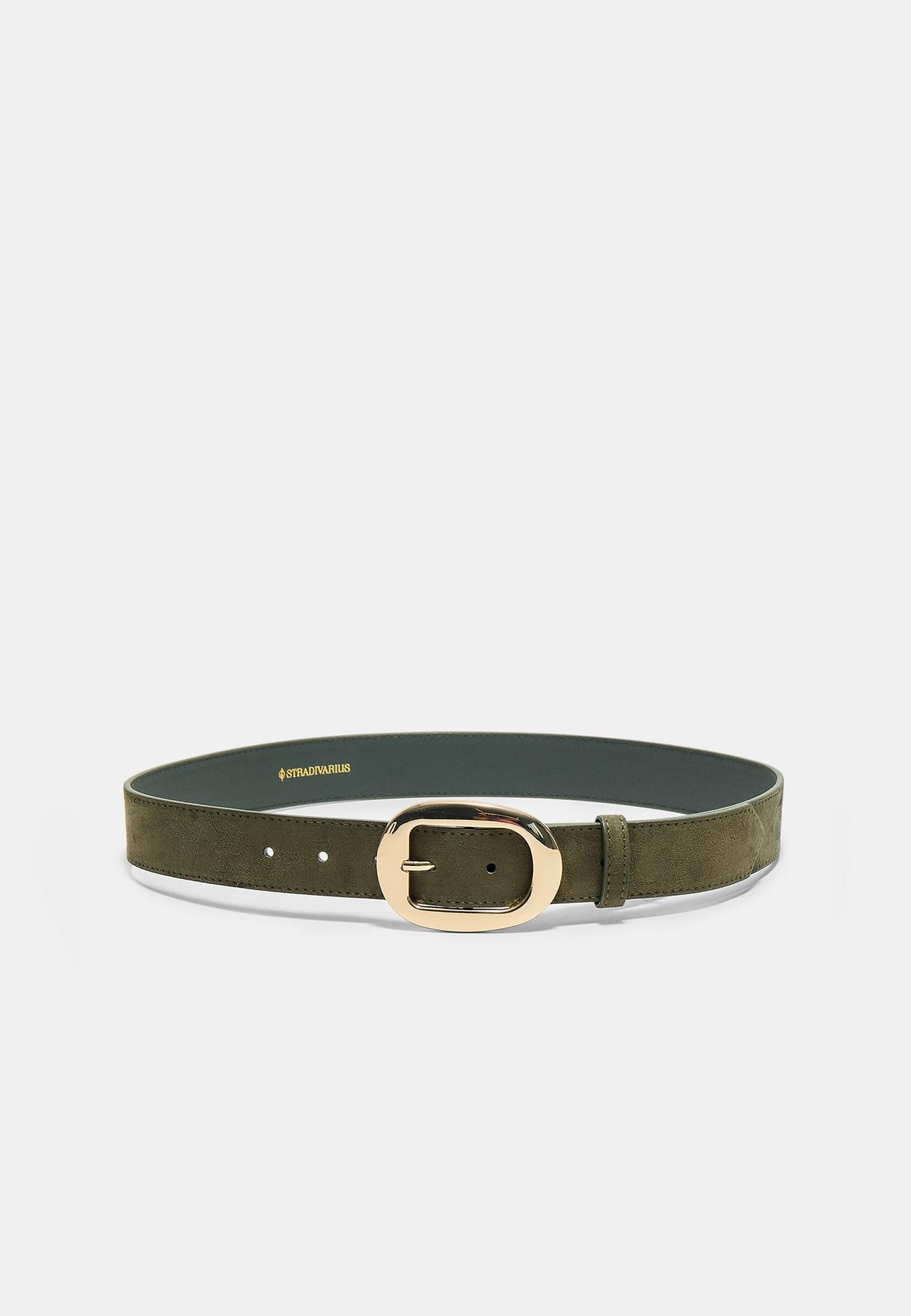 Belt with oval buckle — Khaki