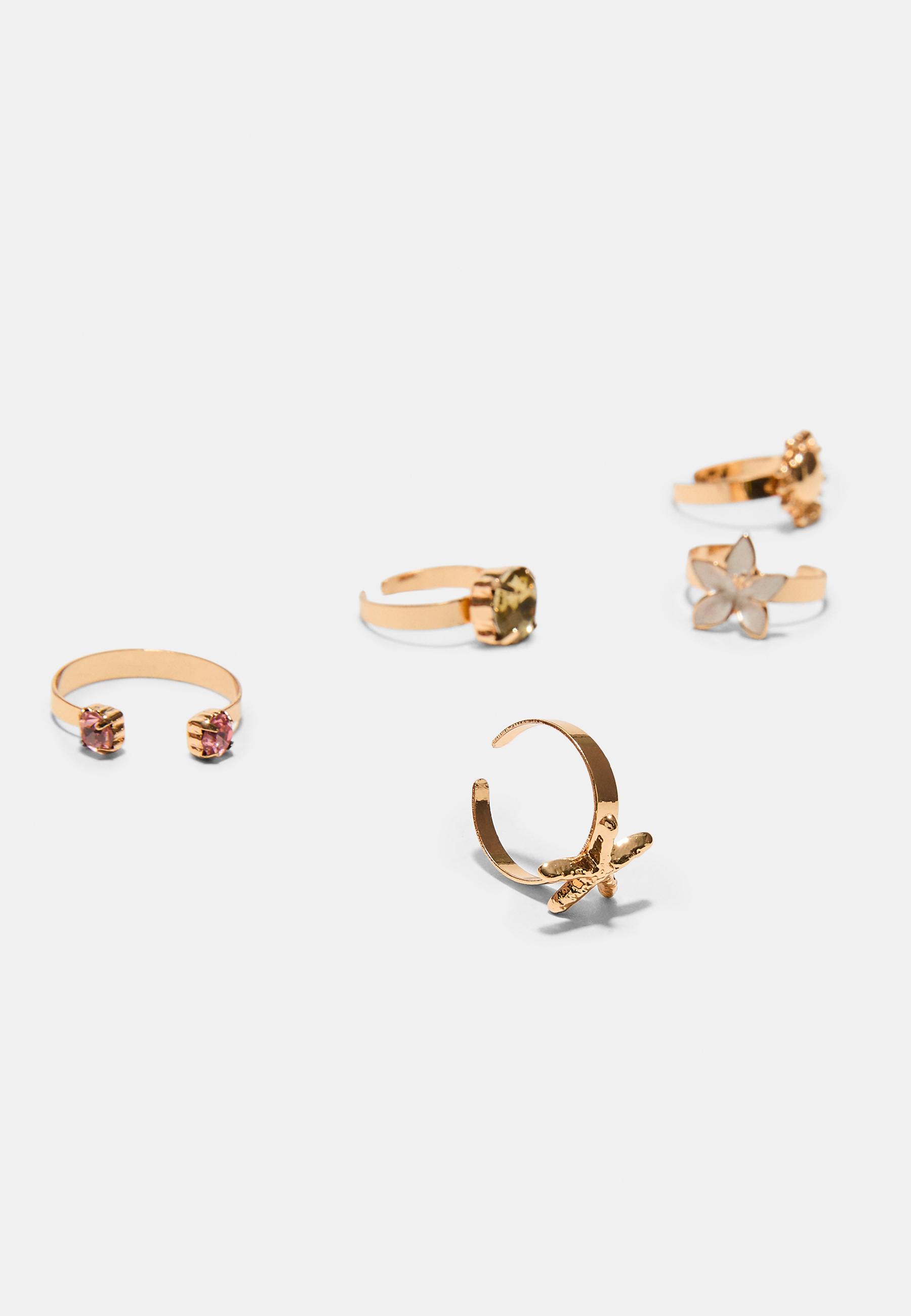 Set of 5 toe rings — Gold