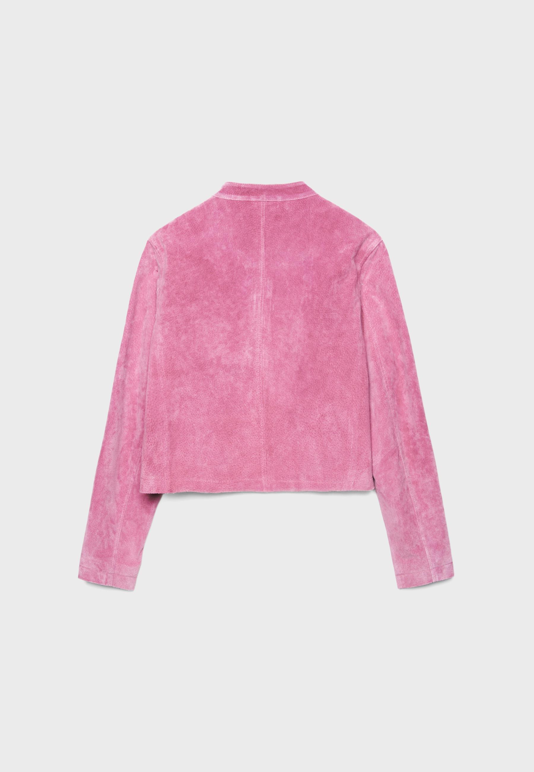 100% leather biker jacket — Bubblegum pink