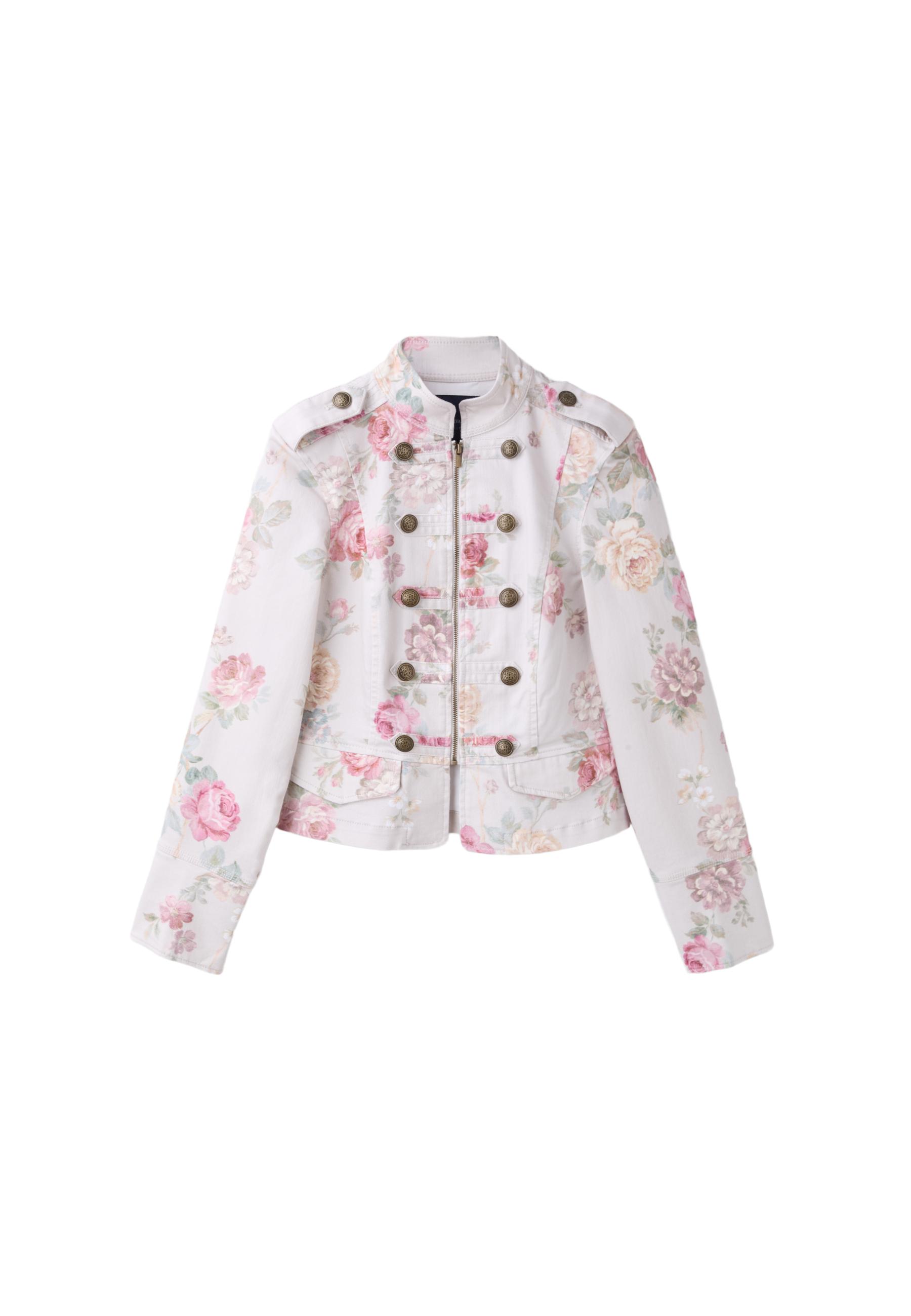 Floral print buttoned jacket — Ecru