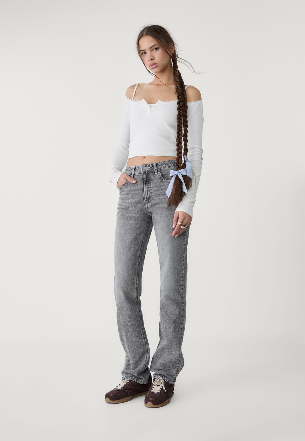 Comfort straight jeans met normale taille