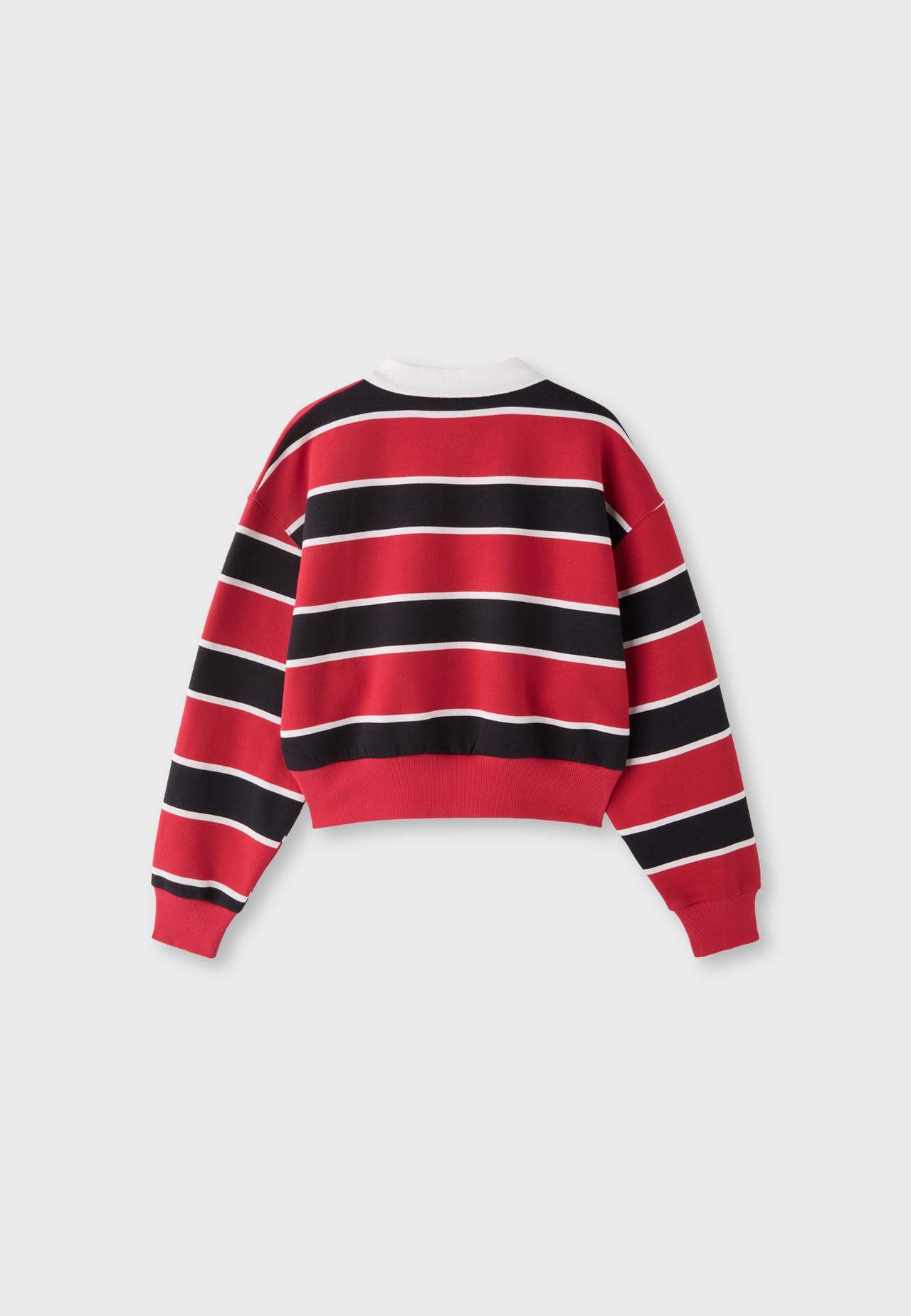 Striped polo sweatshirt — Red