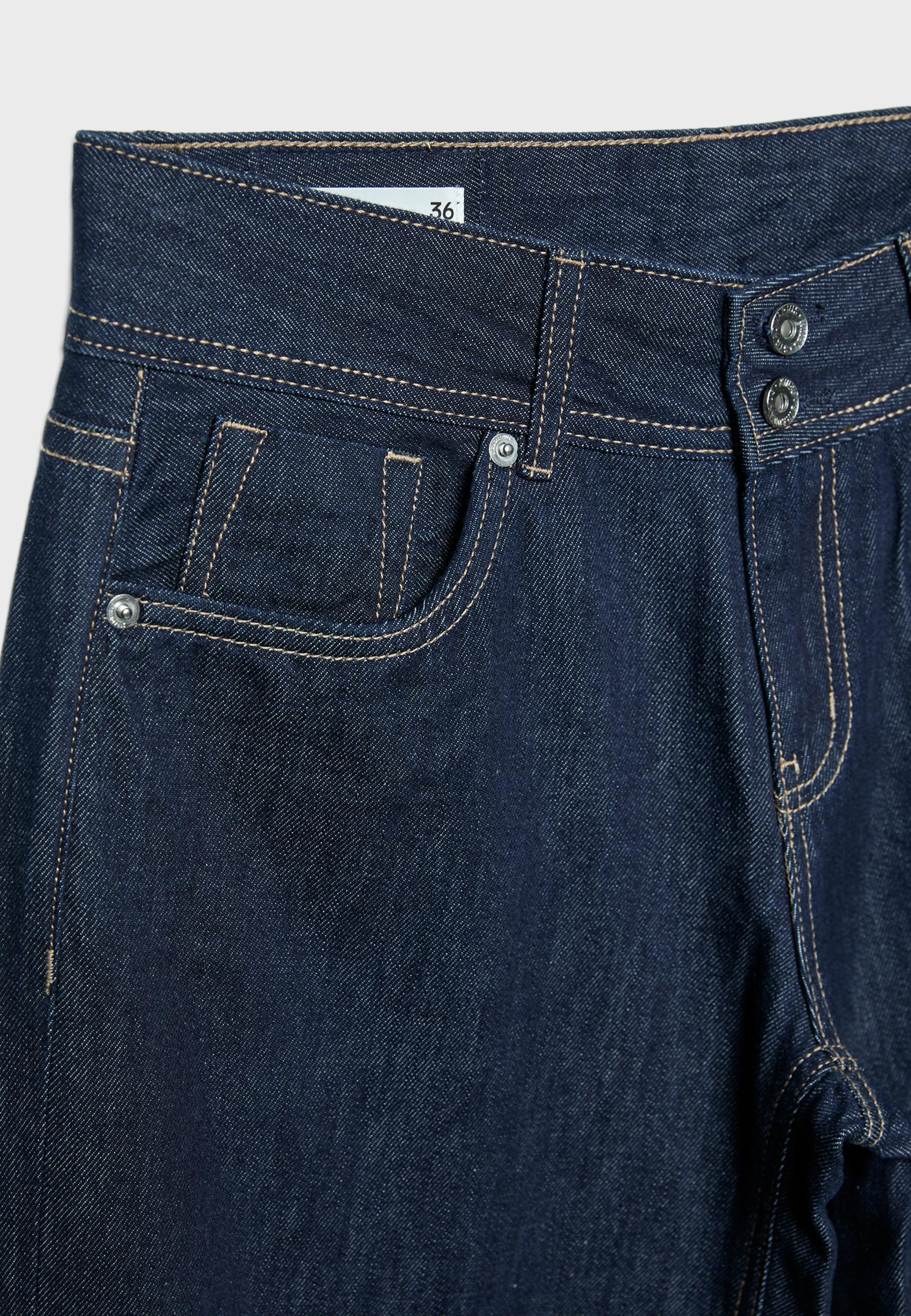 Low-waist double-button jeans — RINSE BLUE DENIM