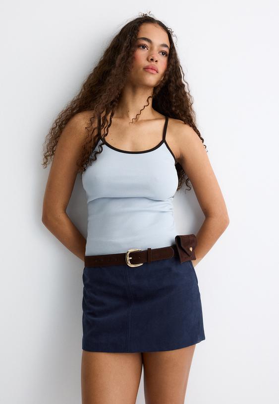 Suni süet mini şort etek - Görsel 2