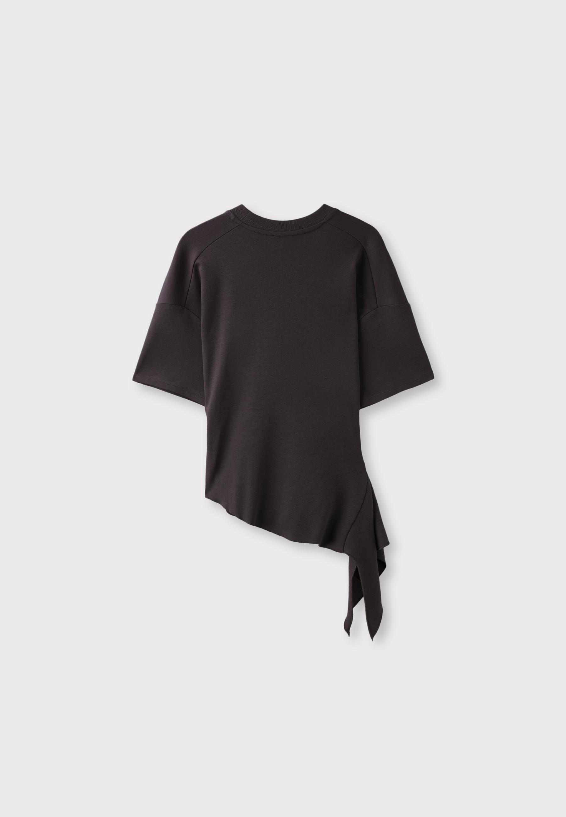 Asymmetric short sleeve T-shirt — Brown