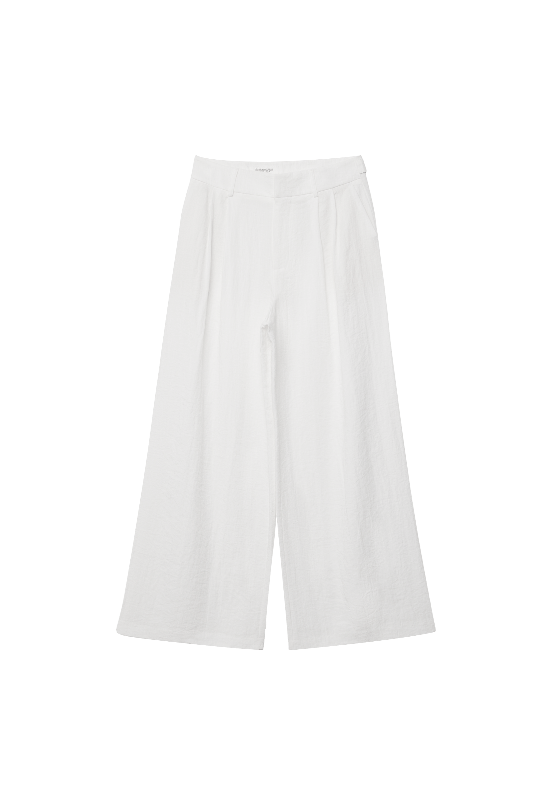 Adjustable rustic wide-leg trousers — Ecru