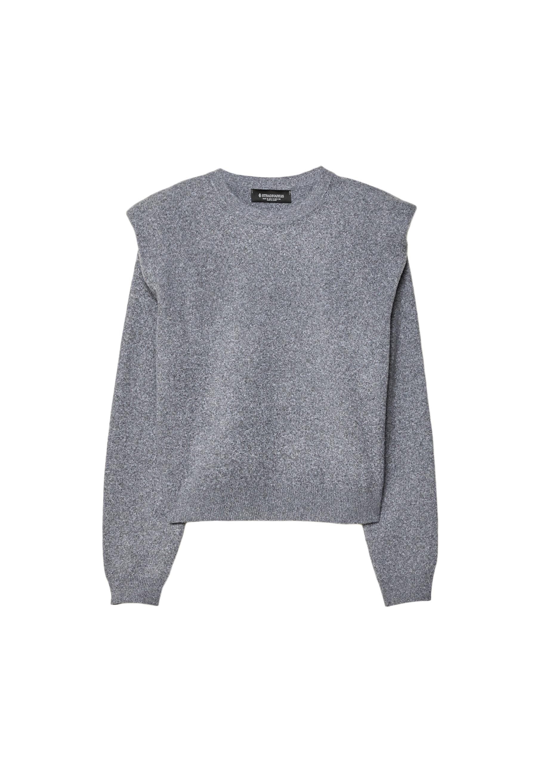 Knitted jumper with padded shoulders — Dark grey
