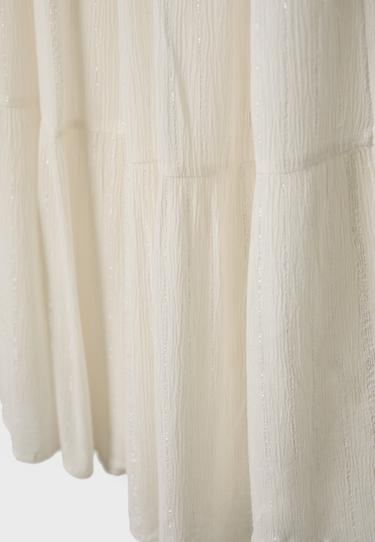 Metallic thread panelled skirt — Ecru 9
