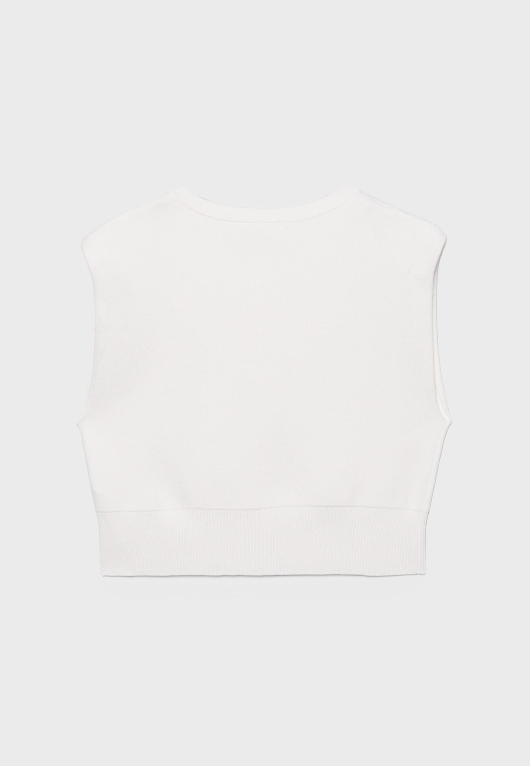Knit vest with padded shoulders — Ecru