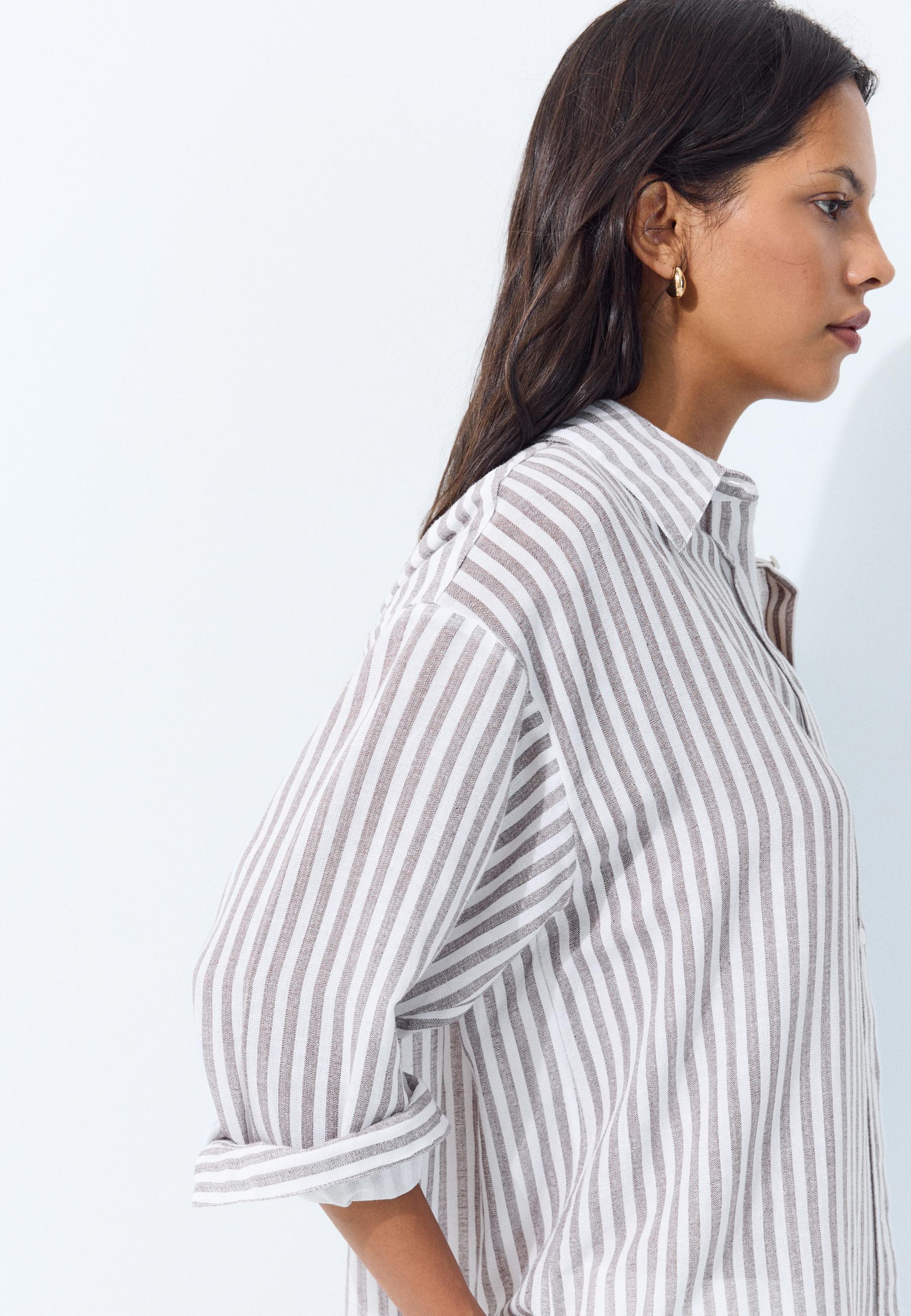 Linen-effect shirt — Brown