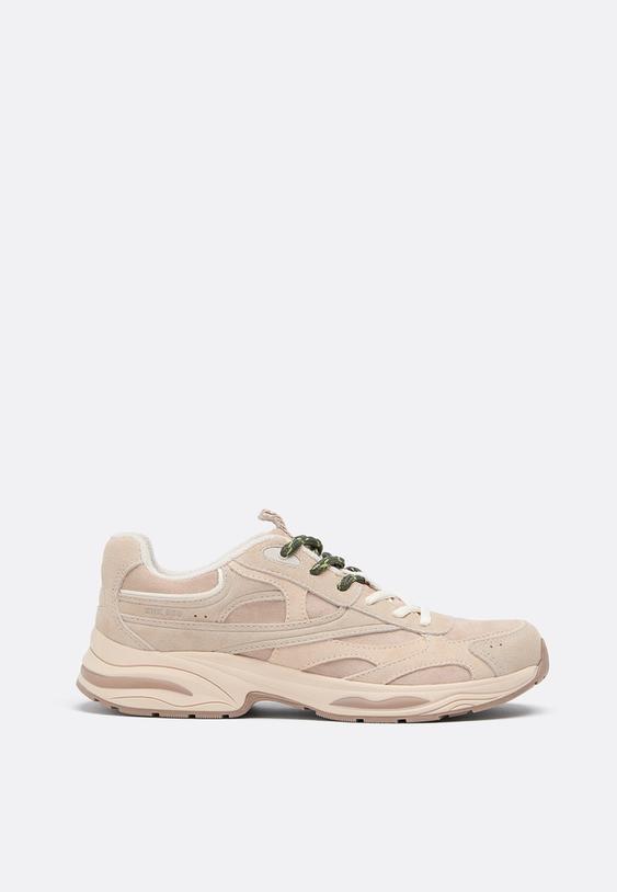 Stradivarius Sneakers Détails Cuir Beige 36