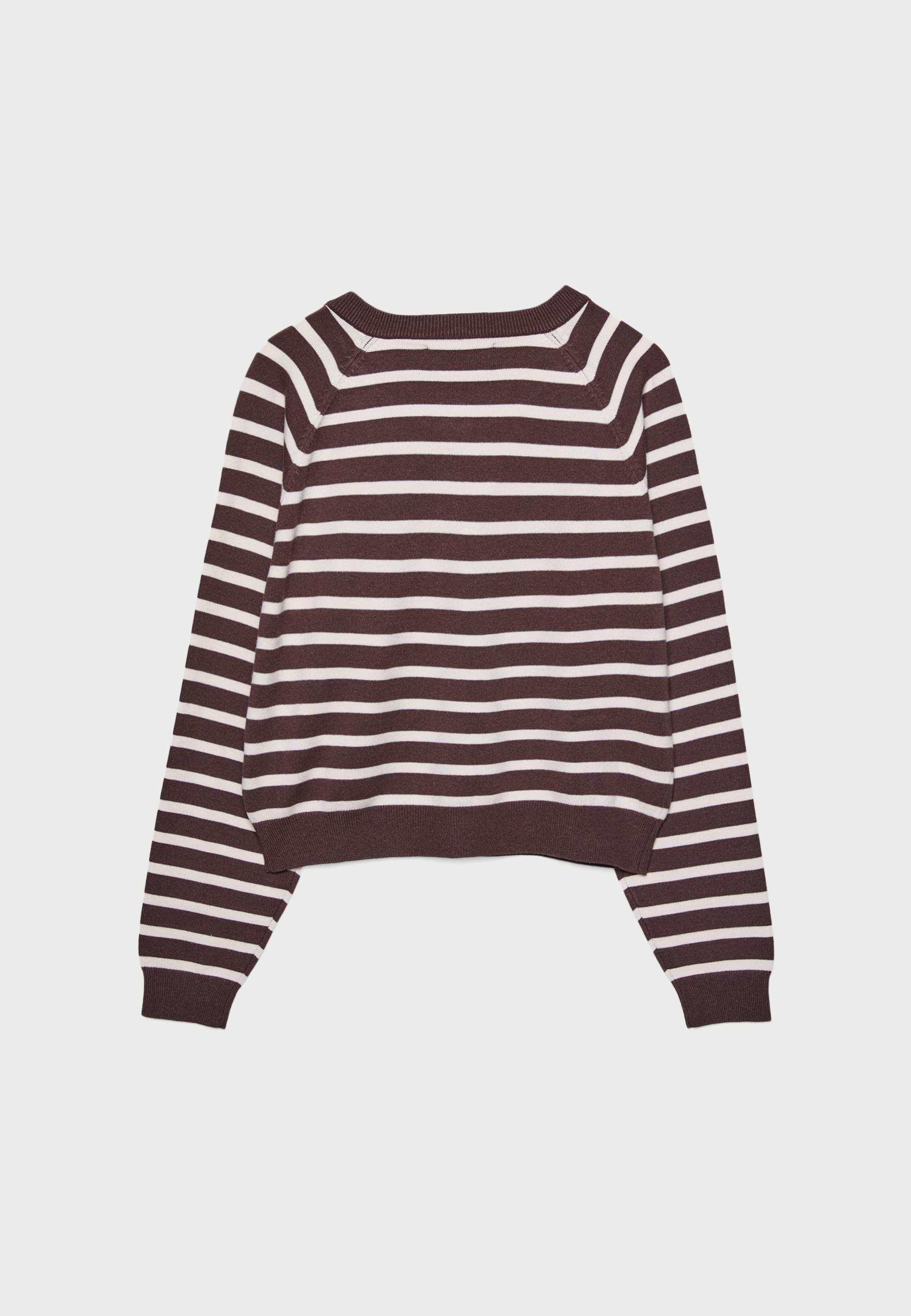 Button-up knit cardigan with raglan sleeves — Brown
