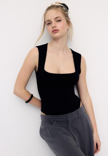 Kare yaka poliamid body - Görsel 14