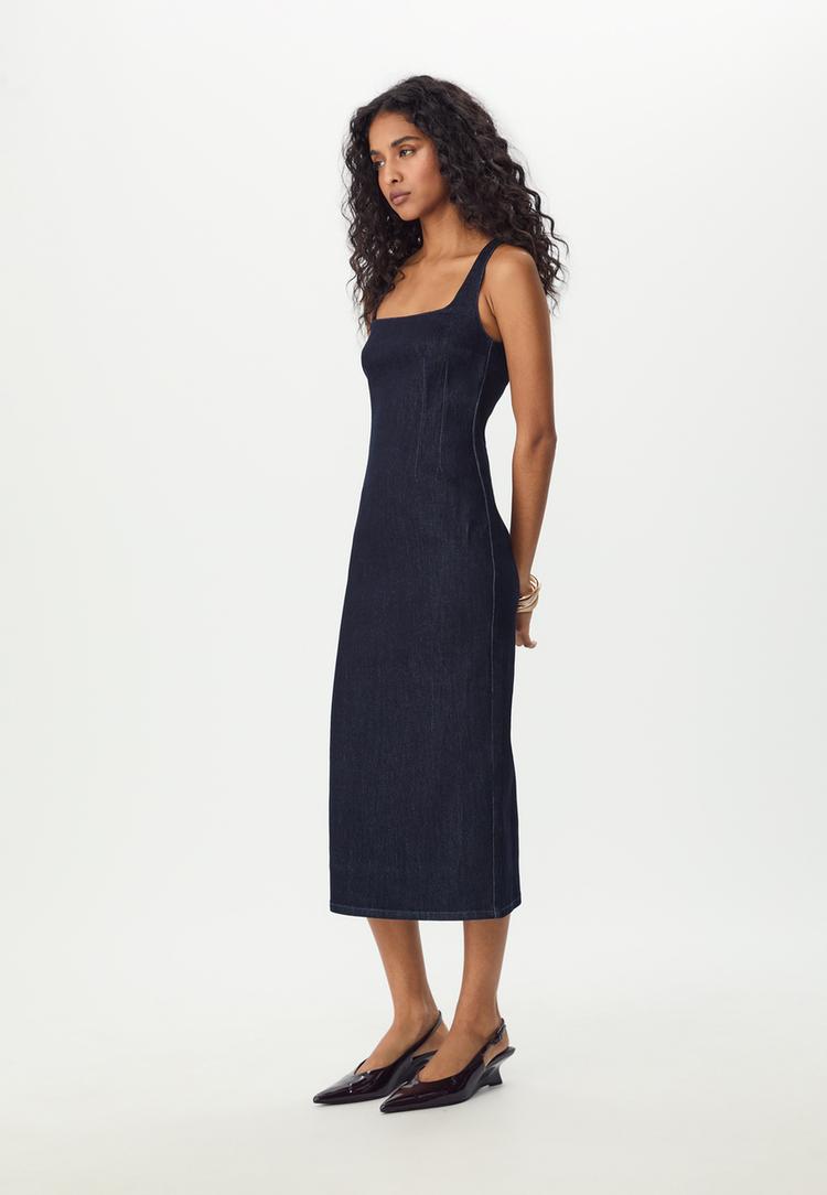 vestido midi denim