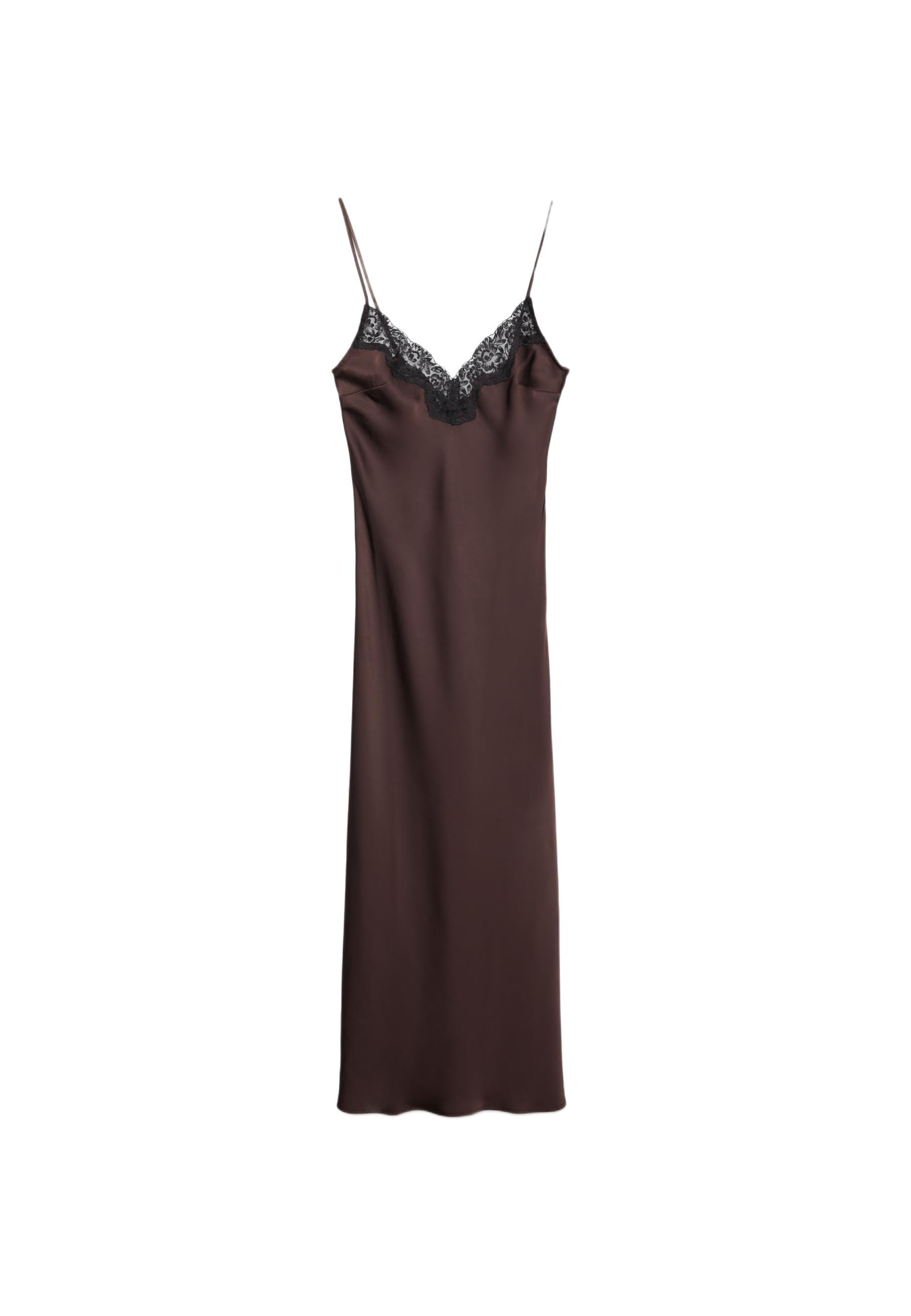 Satin camisole dress — Brown