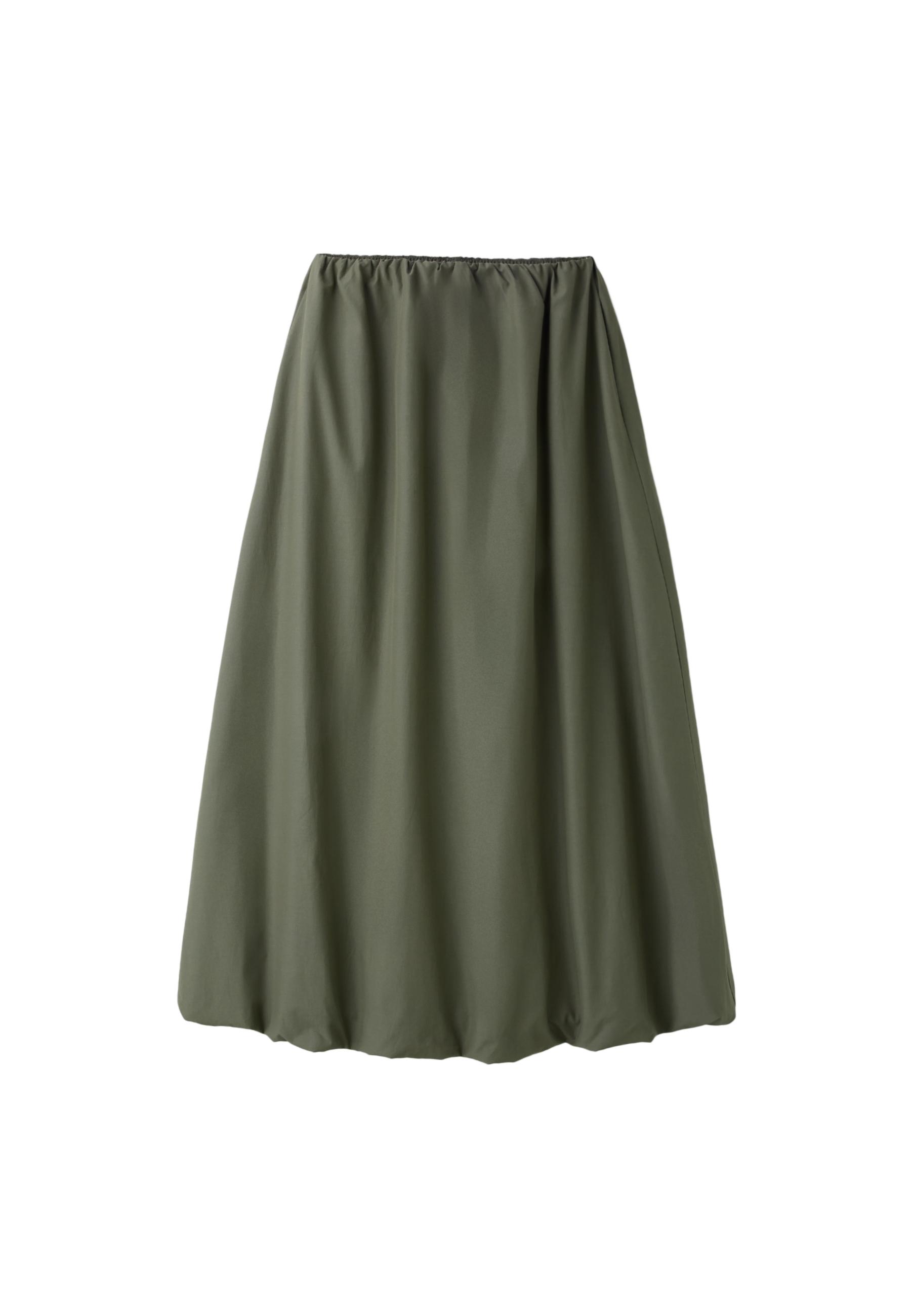 Poplin balloon maxi skirt — Khaki