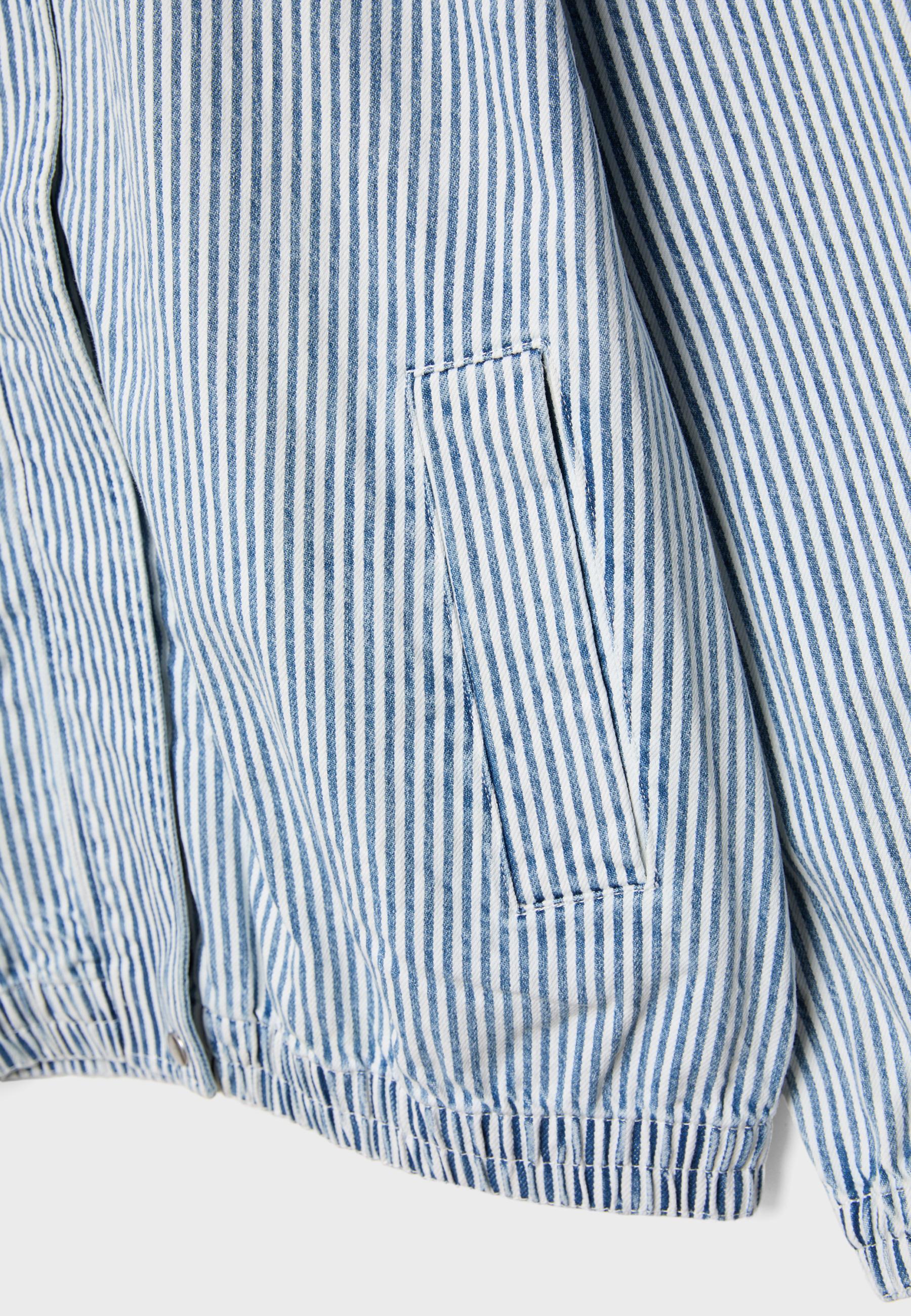 Striped denim jacket — GREY DENIM WASH