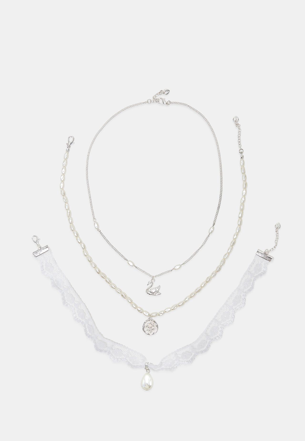 Set of 3 swan necklaces — Grey