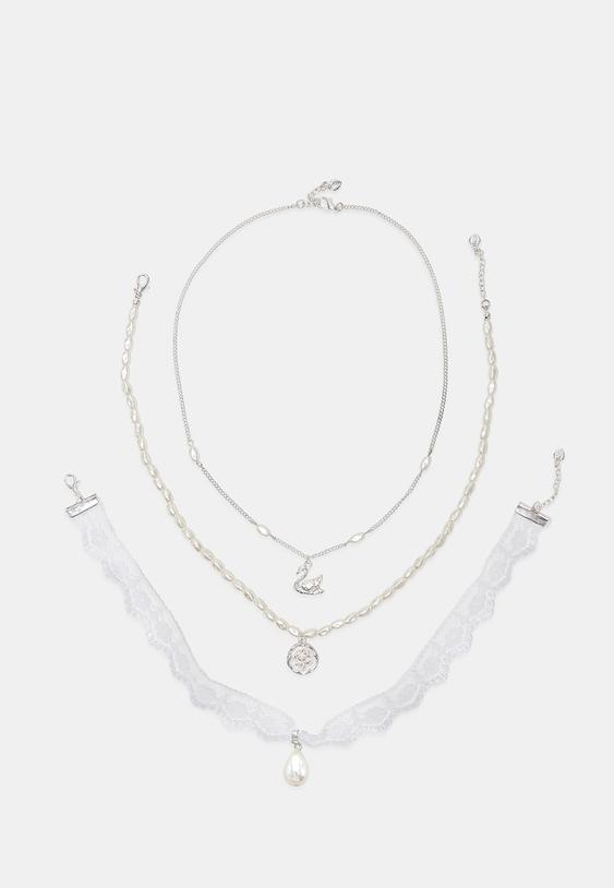 conjunto de 3 colares cisne
