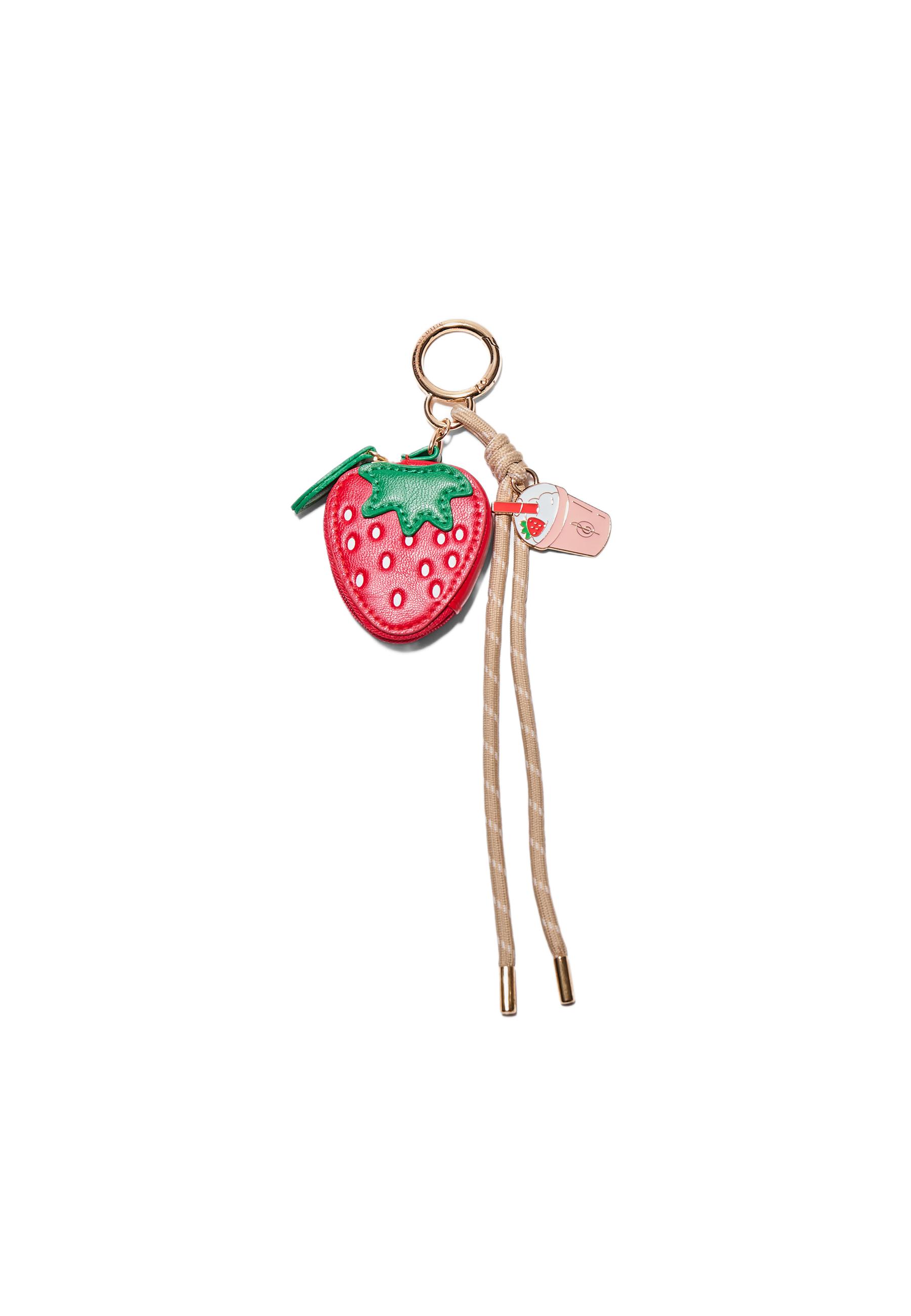 Strawberry charm key ring — Red