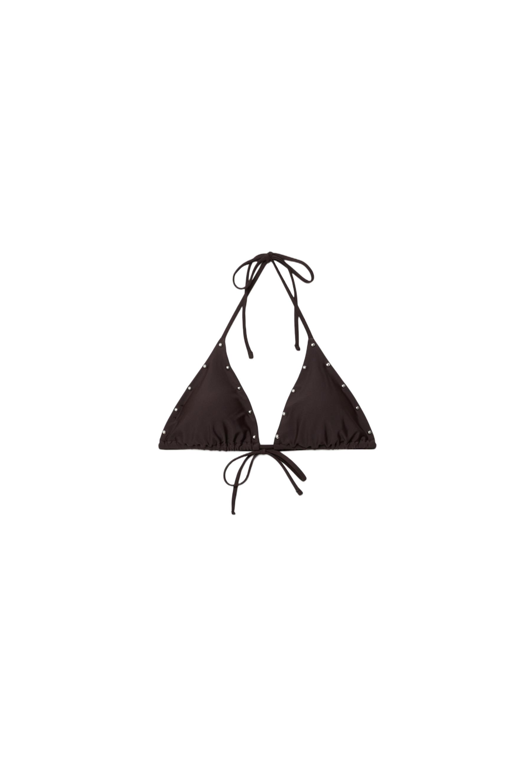 Studded triangle bikini top — Brown