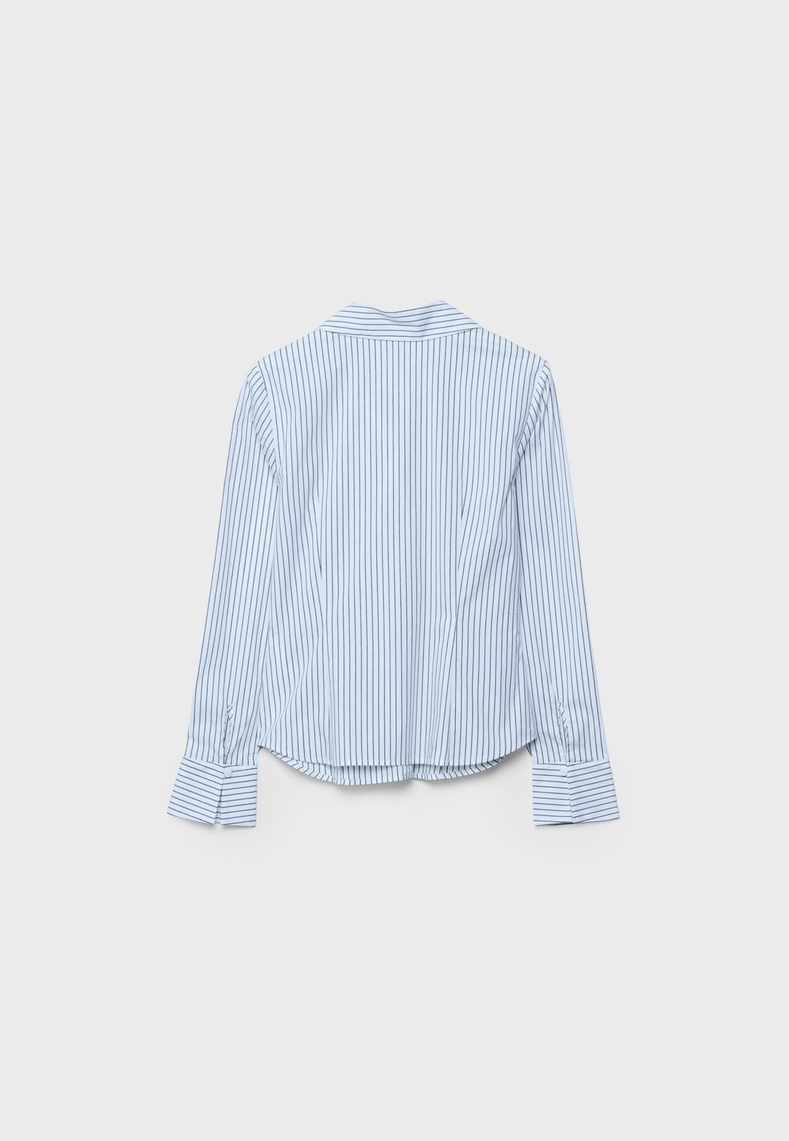 green emerald velvet dress Blue fitted striped shirt - Poplin
