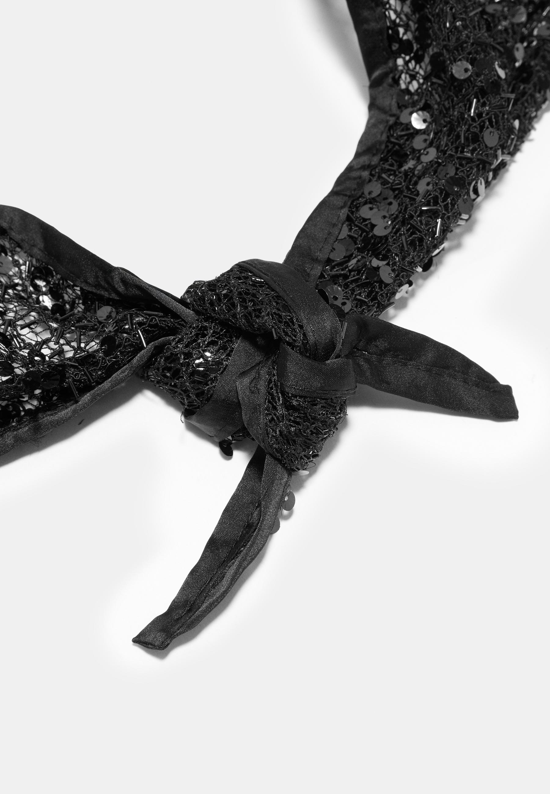 Sequin net scarf — Black