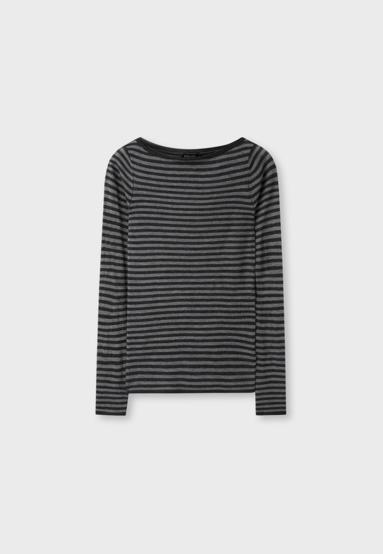 Basic wool and silk boat neck jumper — Dark grey