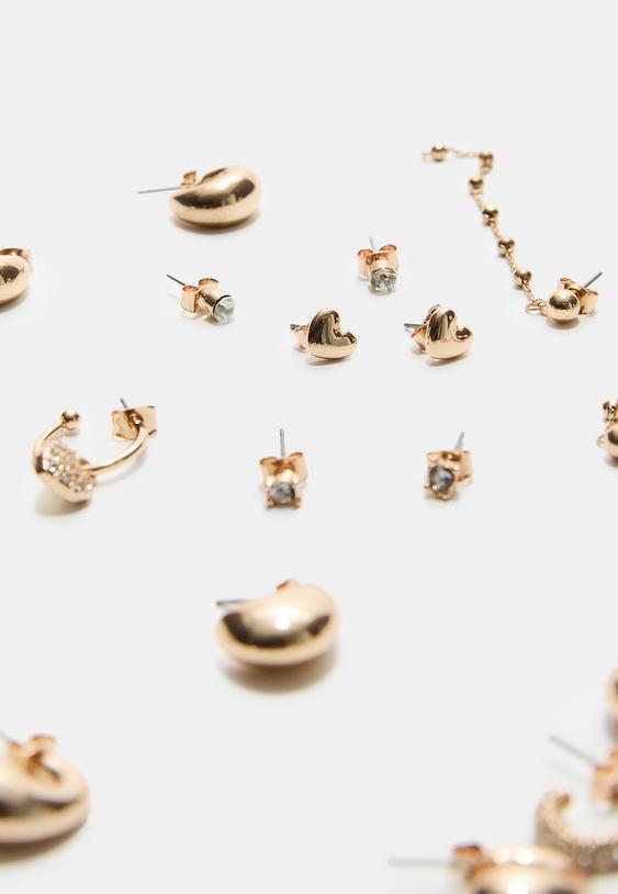 set 9 pendientes corazon y aros