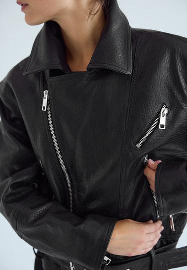 100% leather biker jacket — Black 7