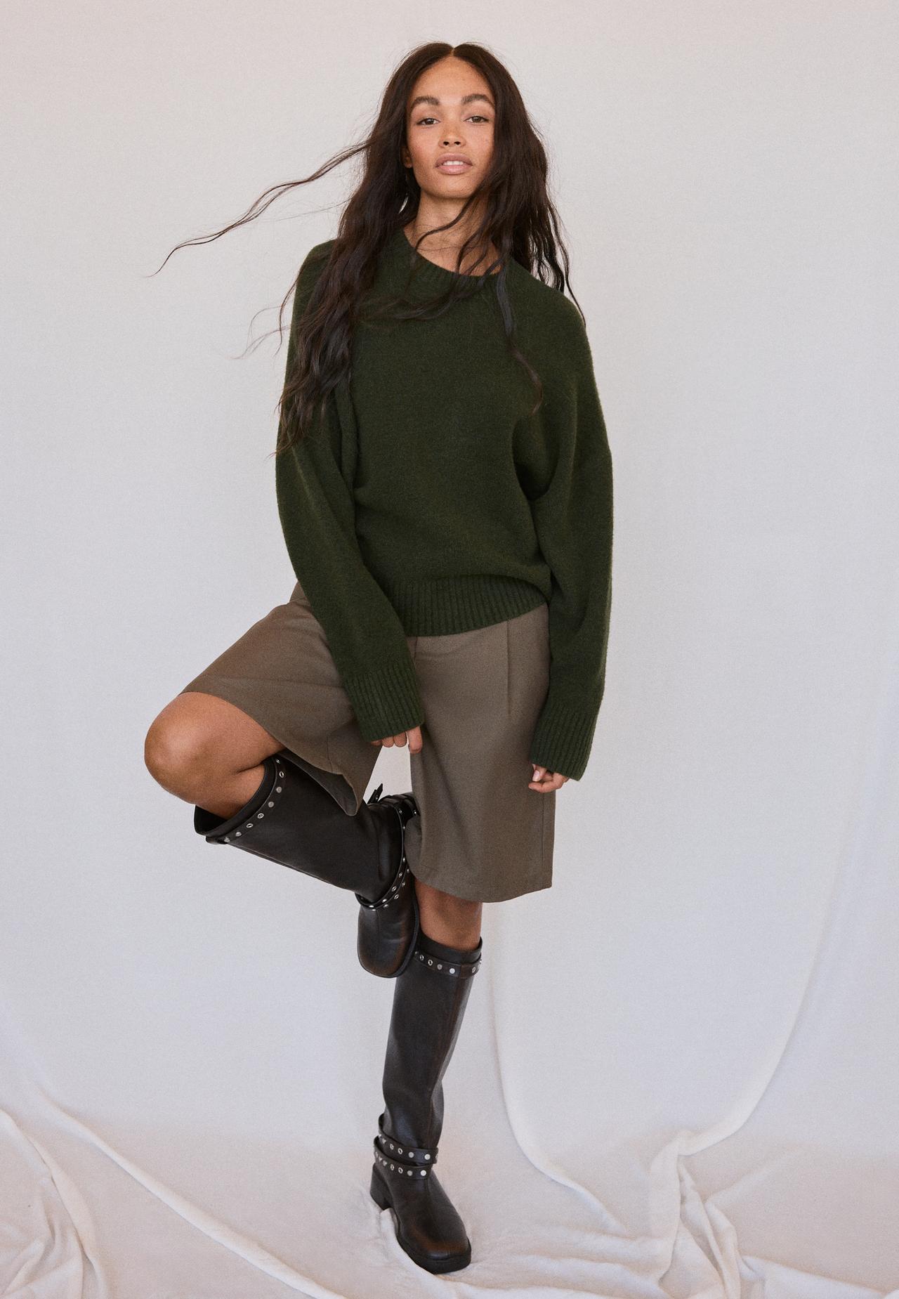 Soft-touch basic knit jumper — Khaki