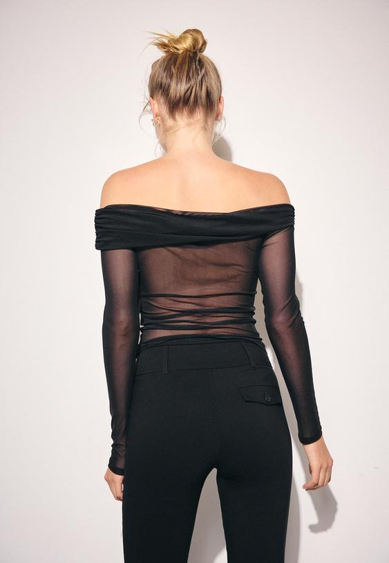 asymmetrisch tshirt van tule