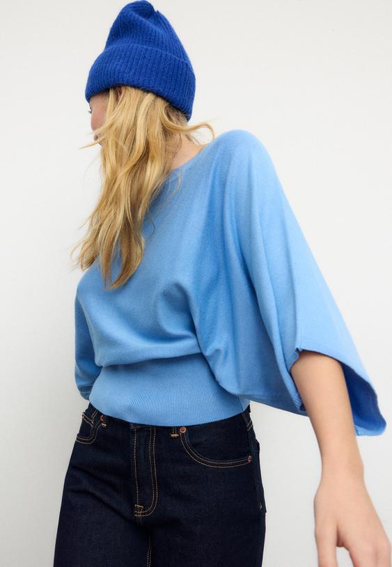 tricot trui met vleermuismouw