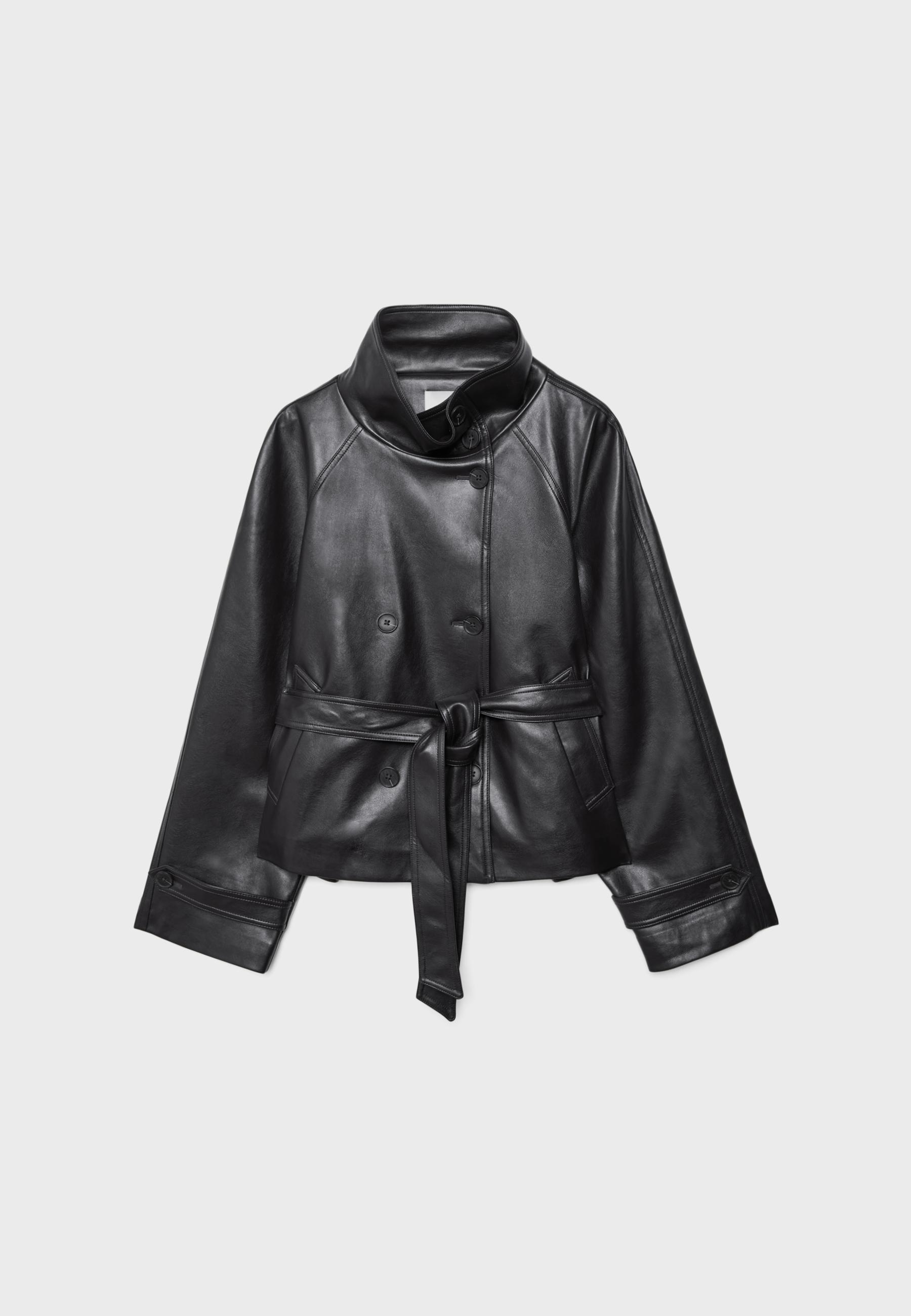 High neck leather effect trench coat - Women's fashion