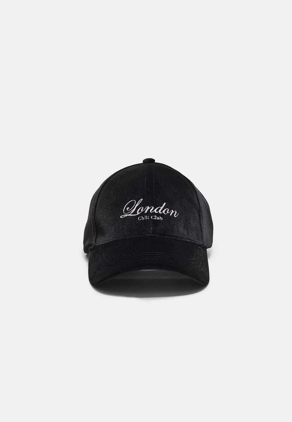 Velvet cap with slogan