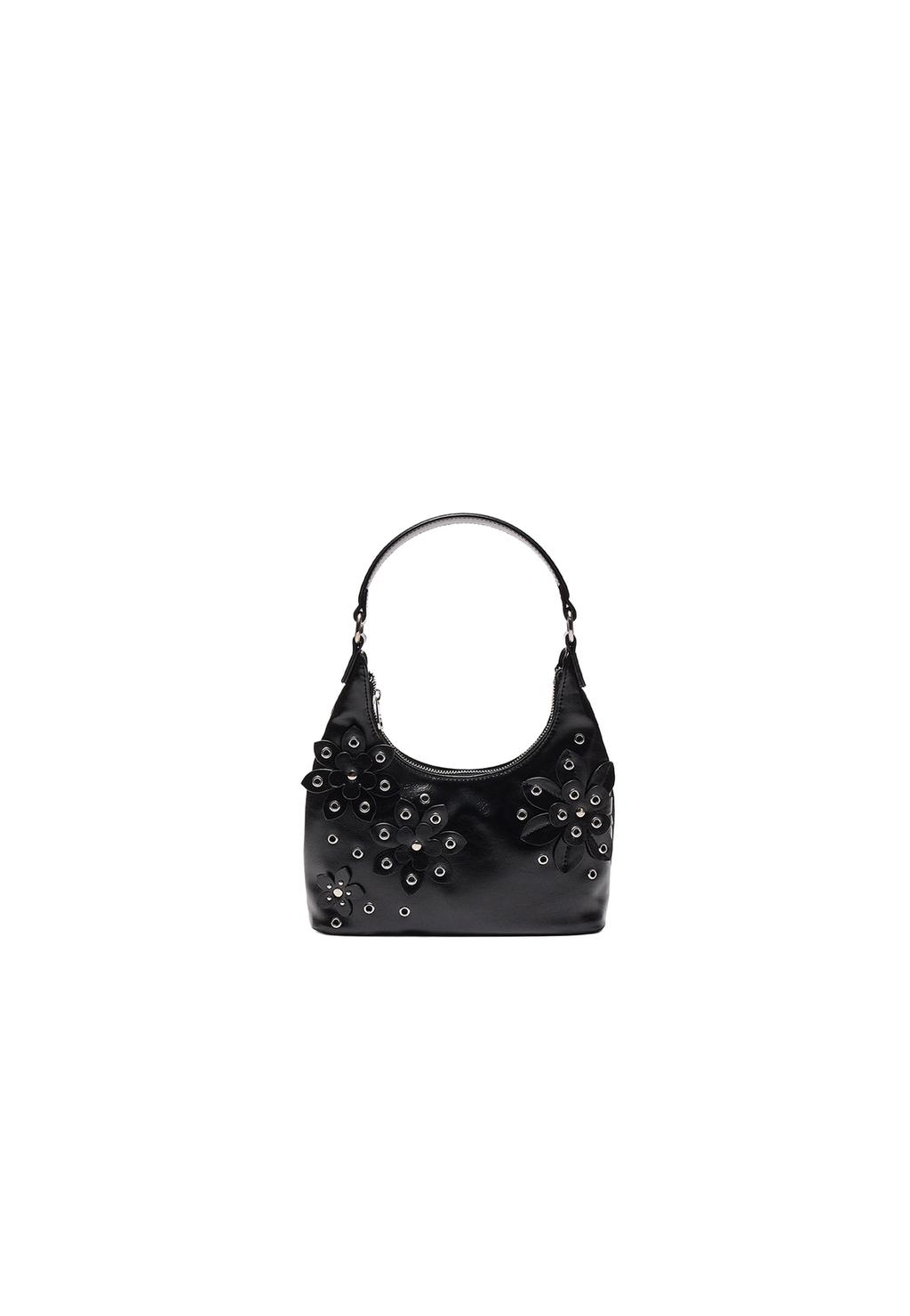 Schultertasche mit Blumen und Ösendetails