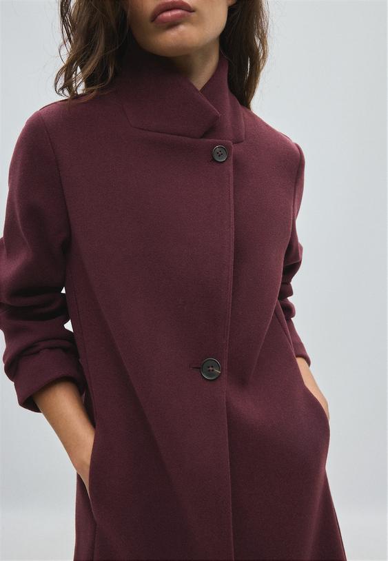 Stradivarius Soft-Touch Straight Coat Purple Xs