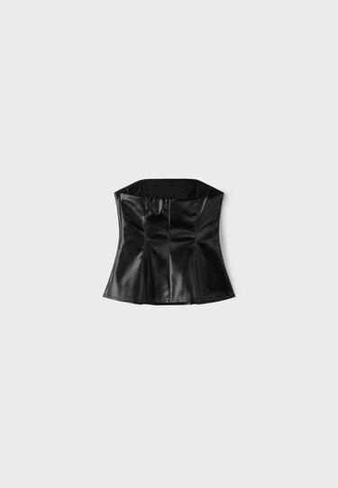 Leather effect bandeau top — Black 8