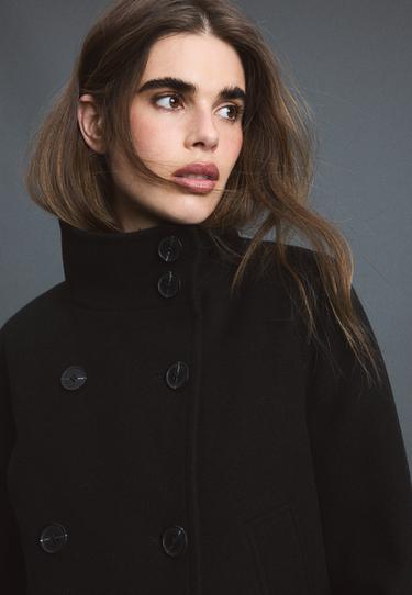 High neck wool-blend jacket — Black 4