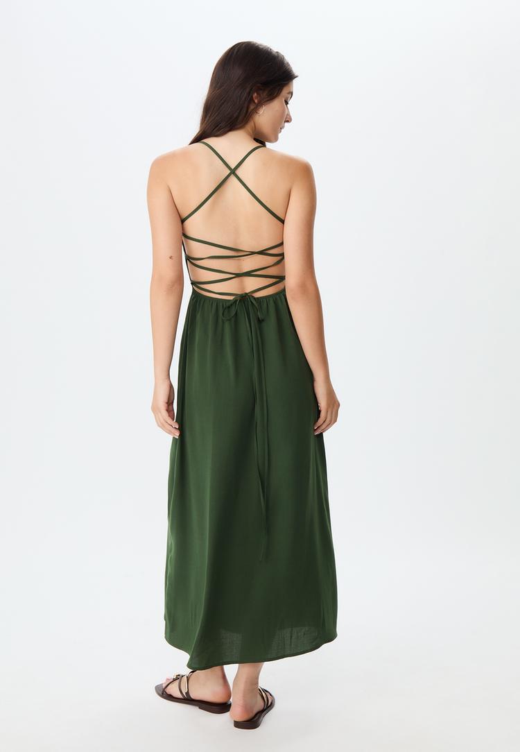 vestido largo fluido espalda descubierta
