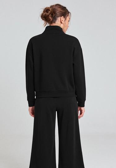 Soft-touch sweatshirt with zip — Black 5