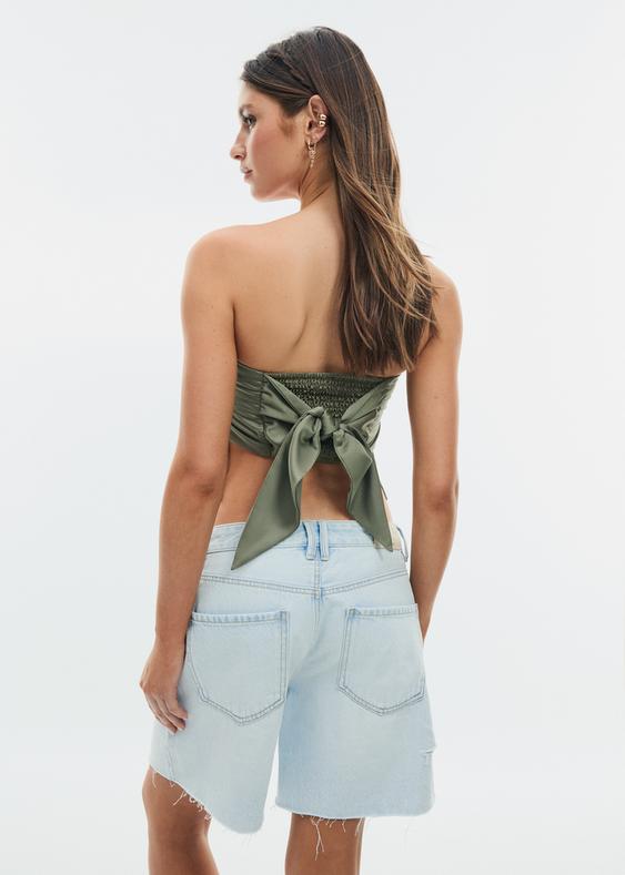 top bustier flecos bordado