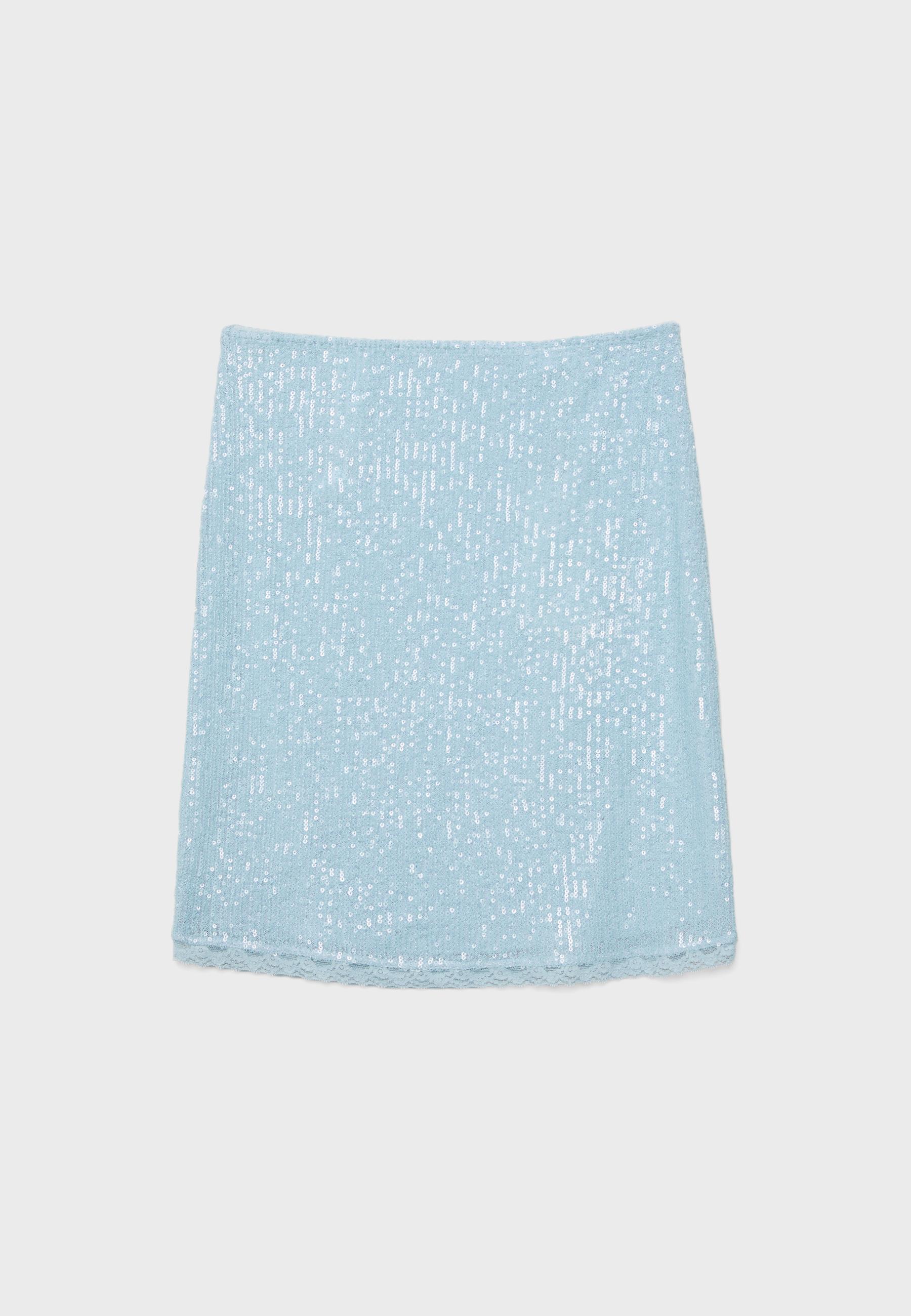 Sequin midi skirt — Sky blue