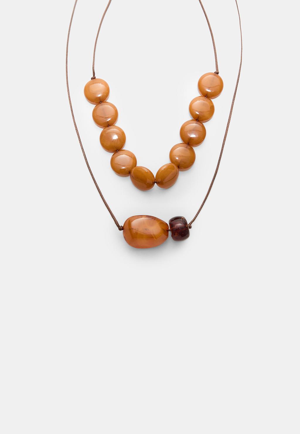 Set 2 collares cordón abalorios