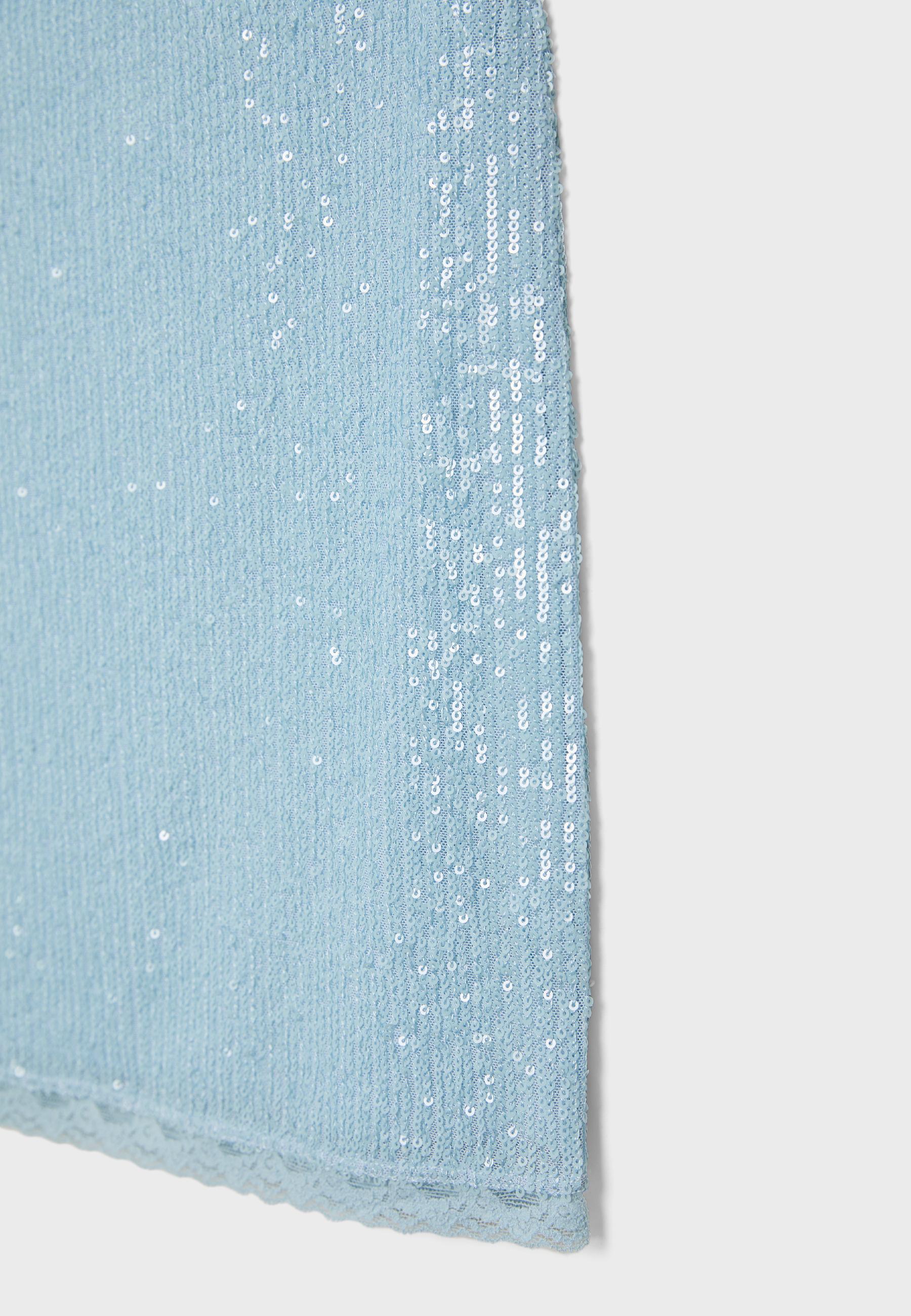 Sequin midi skirt — Sky blue