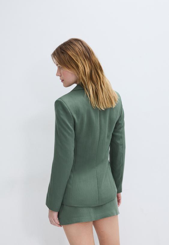 Stradivarius Asymmetric Blazer Khaki M