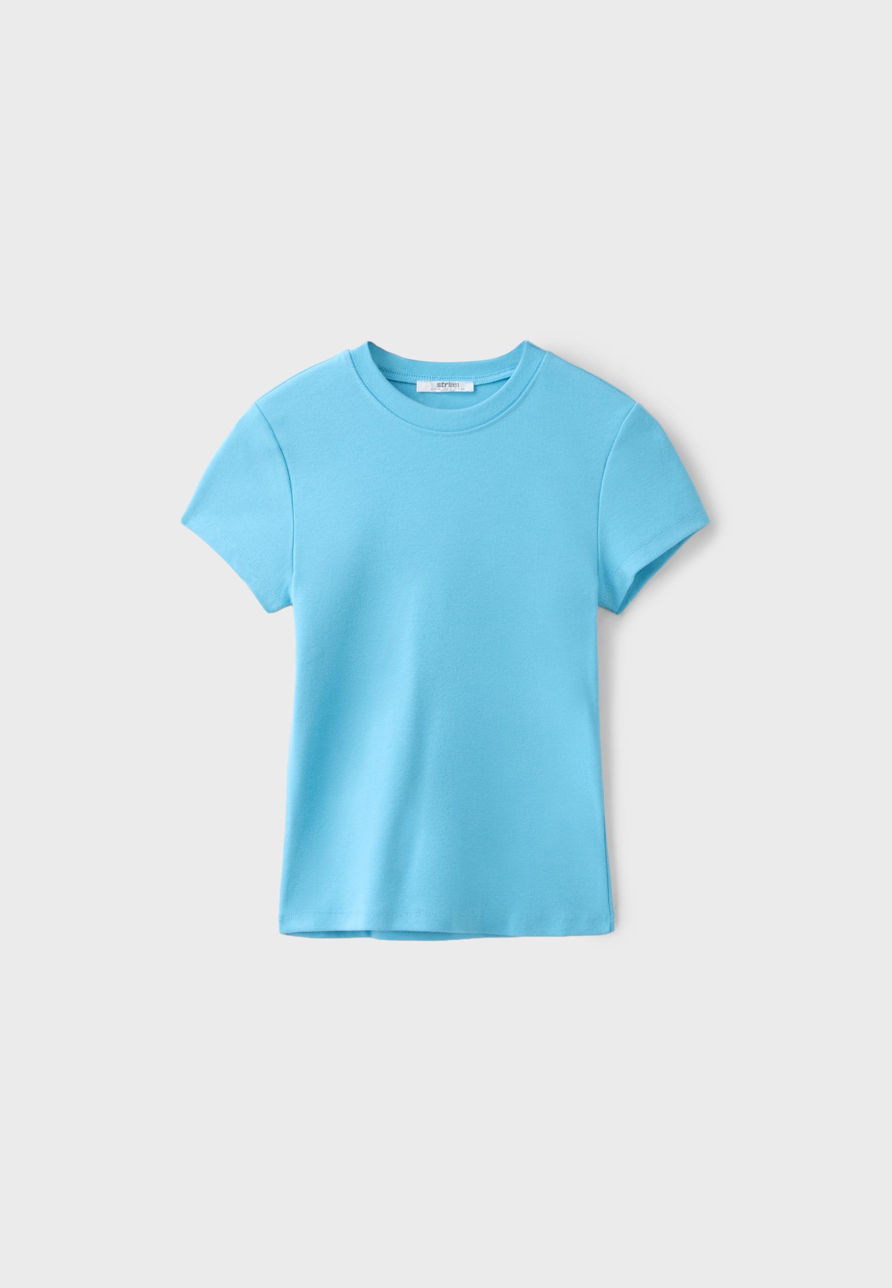 Basic round neck short sleeve T-shirt — Turquoise