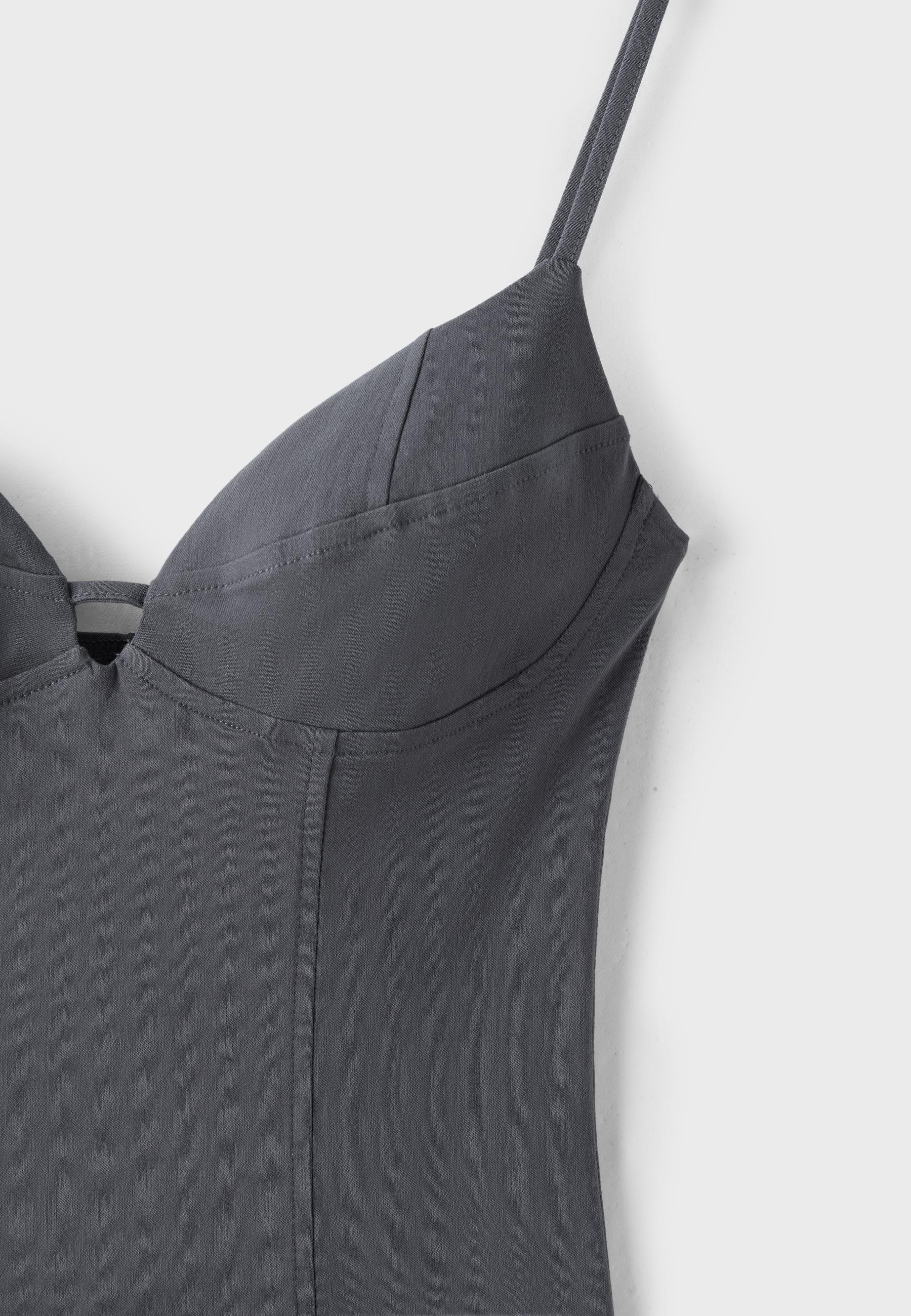 Bengaline midi dress with straps — Dark grey